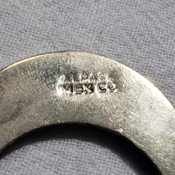 Beautiful Alpaca And Mexico Abalone Half Moon Pendant Only - Picture 5 of 6